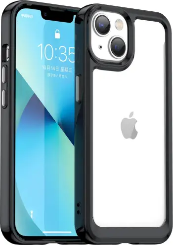 Mbështjellës Hurtel Outer Space Case për iPhone 14 Plus, hard cover me kornizë xheli, e zezë