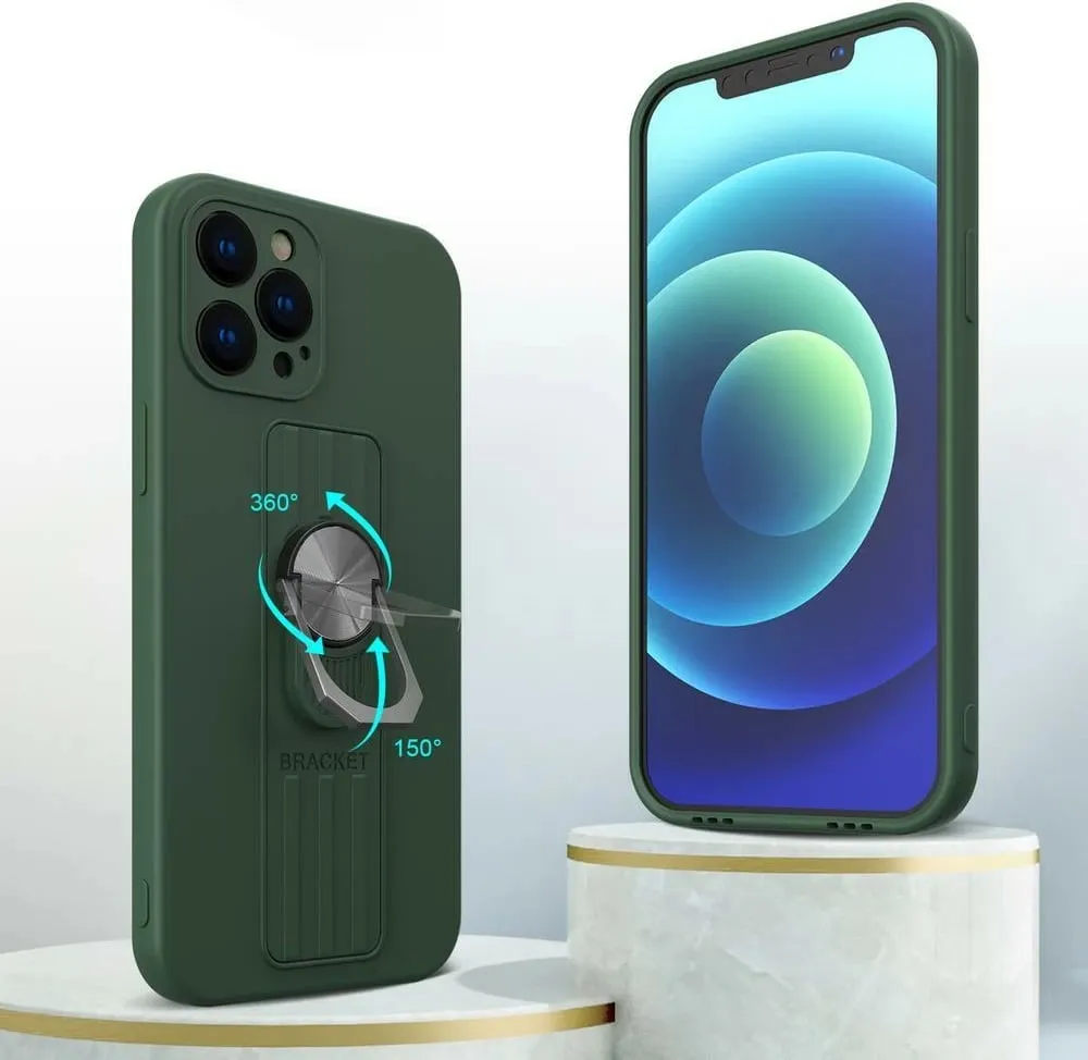 Mbështjellës silikoni Hurtel Ring Case për Samsung Galaxy A73, me unazë mbajtëse, rozë - 2