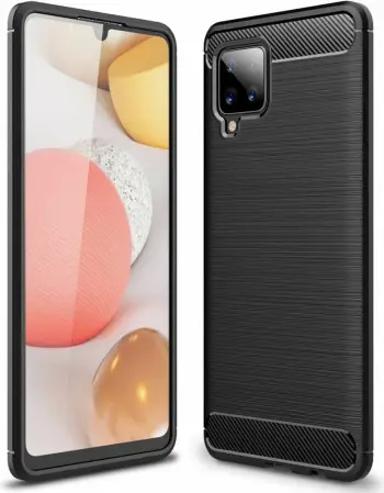 Mbështjellës Hurtel Carbon Case për Samsung Galaxy A42 5G, i zi