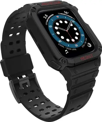 Rrip me mbështjellës për Apple Watch Hurtel Protect Strap Band, 41/40/38mm, i zi/argjend