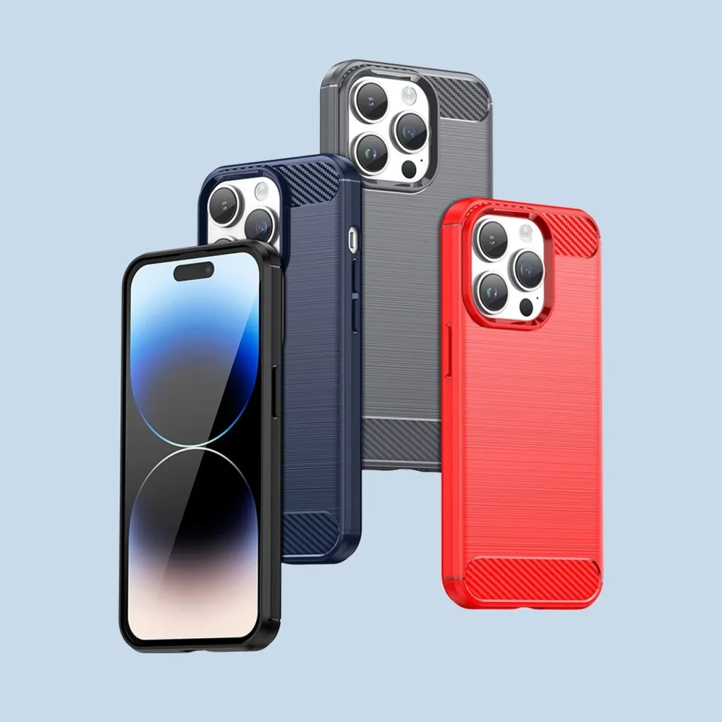 Mbështjellës Hurtel Carbon Case për iPhone 14 Pro Max, TPU, i zi - 12