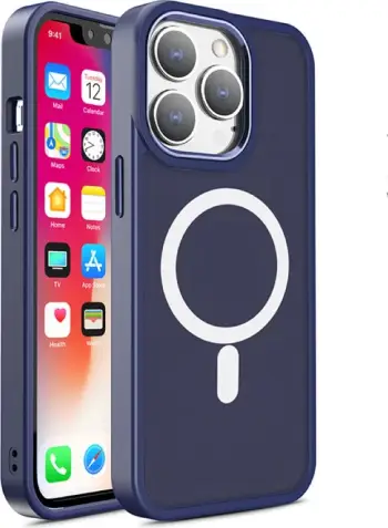 Mbështjellës Hurtel Color Matte Case për iPhone 15 Plus, MagSafe, blu e errët