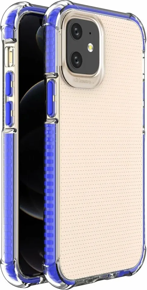 Mbështjellës Hurtel Spring Armor për iPhone 12 mini, TPU, kornizë e kaltër - 1