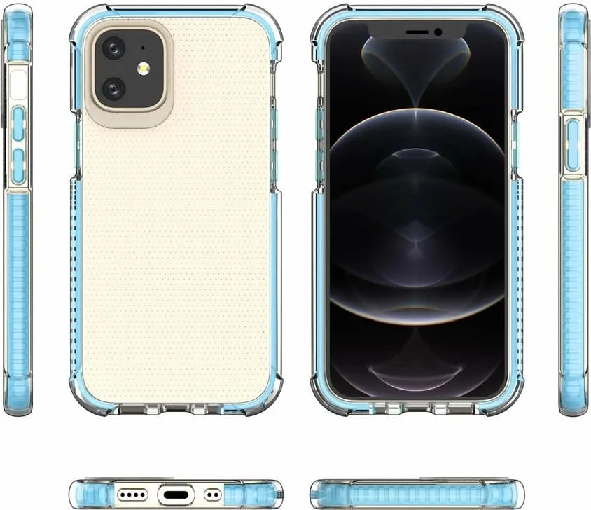 Mbështjellës Hurtel Spring Armor për iPhone 12 mini, TPU, kornizë e kaltër - 3