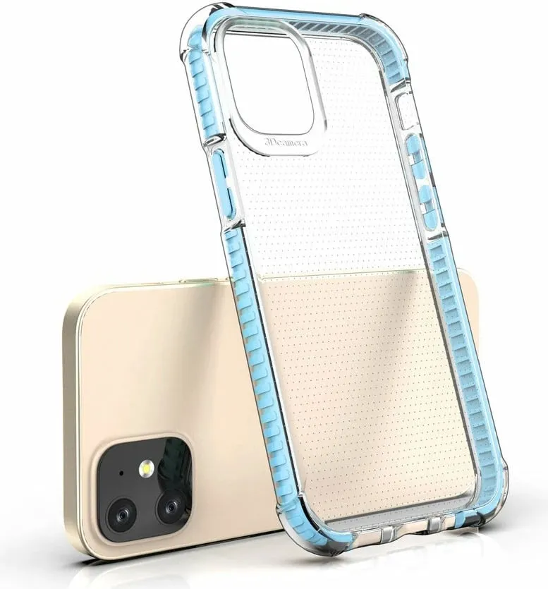 Mbështjellës Hurtel Spring Armor për iPhone 12 mini, TPU, kornizë e kaltër - 4
