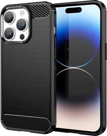 Këllëf telefoni Hurtel Carbon Case për iPhone 14 Pro, xhel TPU fleksibël, i zi