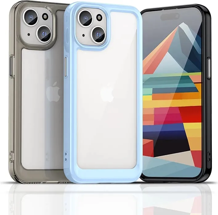 Mbështjellës Hurtel Outer Space Case për iPhone 15 Plus, transparent me kornizë blu - 4