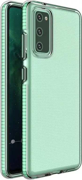 Mbështjellës Hurtel Spring Case për Samsung Galaxy A72, TPU, transparent me kornizë kaltër
