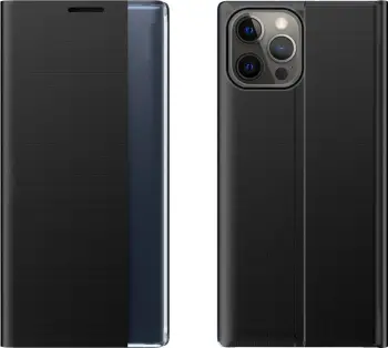 Mbështjellës Hurtel Sleep Case me kapak dhe smart window për iPhone 13 Pro Max, e zezë