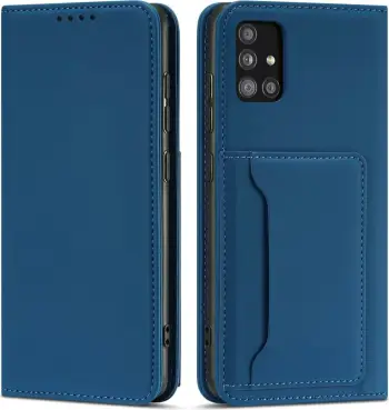 Futrollë portofol Hurtel Magnet Card Case për Xiaomi Redmi Note 11 Pro, me mbajtëse kartelash, me magnet, blu