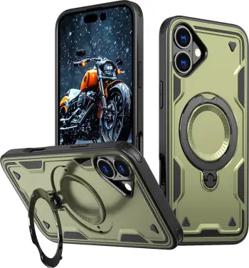 Mbështjellës Hurtel Hybrid Armor Trendy me MagSafe për iPhone 16 Plus, Jeshil