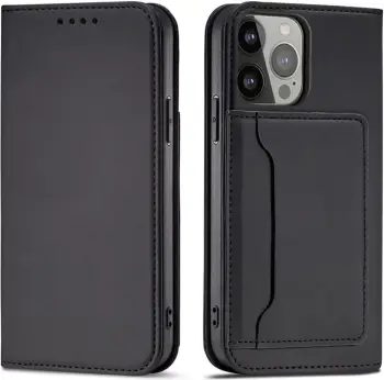 Kapak portofol Hurtel Magnet Card Case për Samsung Galaxy S23 Ultra, me qëndrim, i zi