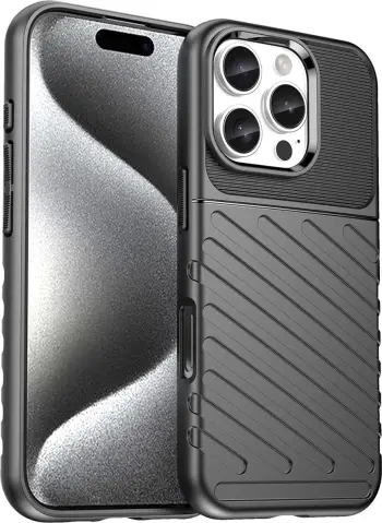 Mbështjellës Hurtel Thunder Case për iPhone 16 Pro Max, TPU, i zi