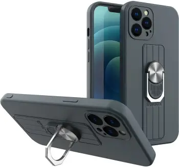 Mbulesë silikoni Hurtel Ring Case për Samsung Galaxy S22 Ultra, me unazë mbajtëse 360°, rozë
