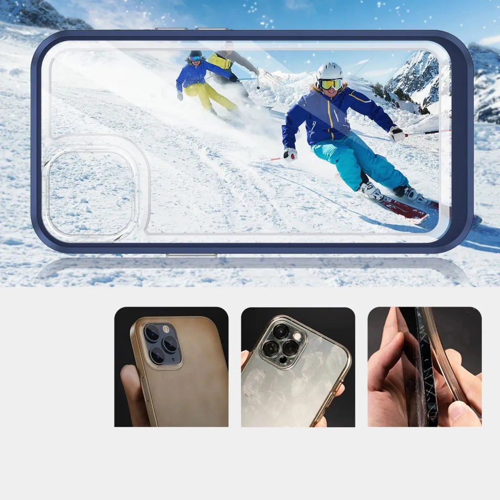 Këllëf telefoni Hurtel Clear 3in1 për iPhone 13, xhel transparent, kornizë blu - 3
