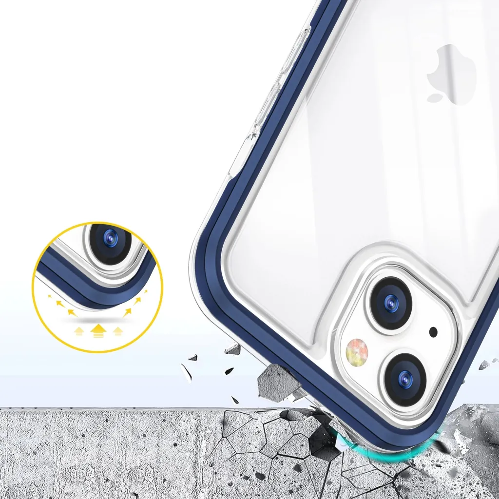 Këllëf telefoni Hurtel Clear 3in1 për iPhone 13, xhel transparent, kornizë blu - 6