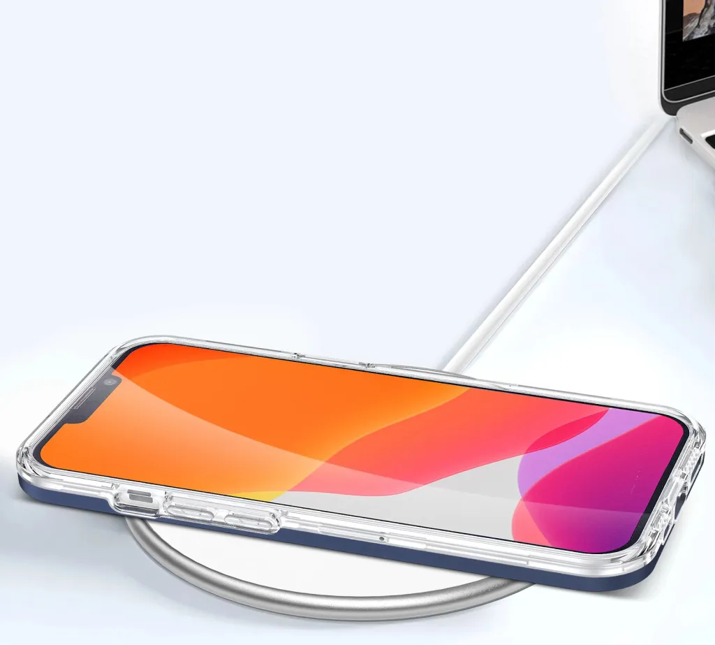 Këllëf telefoni Hurtel Clear 3in1 për iPhone 13, xhel transparent, kornizë blu - 7