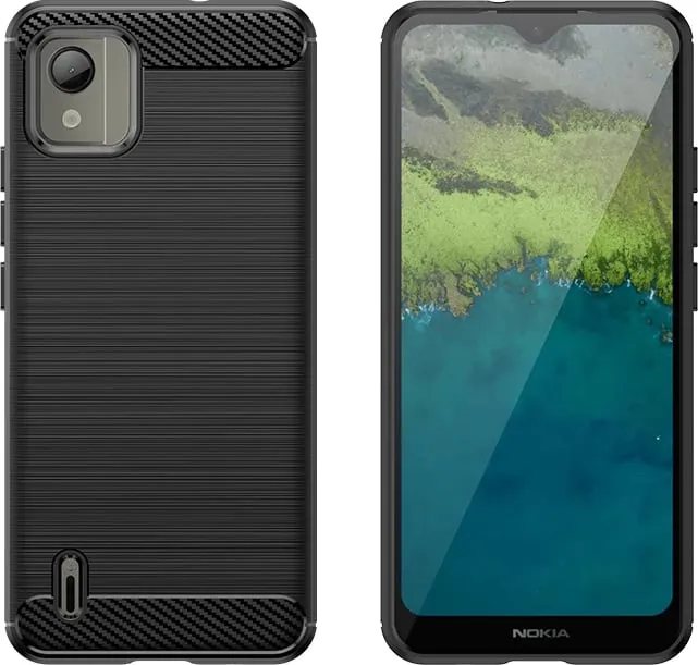 Mbështjellës Hurtel Carbon Case për Nokia C110, silikon, i zi - 1