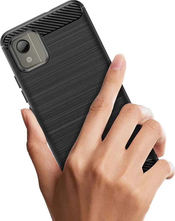 Mbështjellës Hurtel Carbon Case për Nokia C110, silikon, i zi - 4