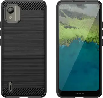 Mbështjellës Hurtel Carbon Case për Nokia C110, silikon, i zi
