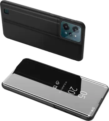 Kapak telefoni Hurtel Clear View për Realme C31, flip cover, i zi