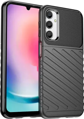 Këllëf telefoni Hurtel Thunder Case për Samsung Galaxy A24 4G, silikoni i blinduar, i zi