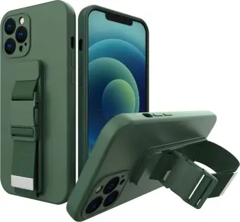 Mbështjellës Hurtel për iPhone 12 me litar, TPU, Gjelbër e errët