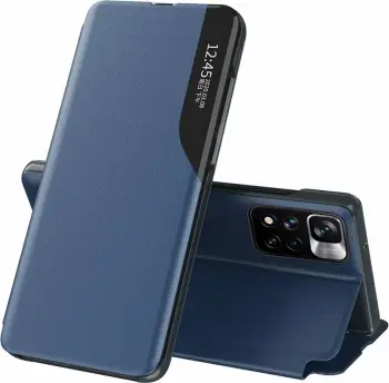 Mbështjellës Hurtel Clear View Case me kapak për Xiaomi Redmi Note 11 Pro+ 5G / 11 Pro 5G / Mi 11i HyperCharge / Poco X4 NFC 5G, kaltër