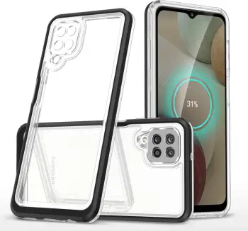 Këllëf telefoni Hurtel Clear 3in1 Samsung Galaxy A22 4G, xhel, kornizë e zezë