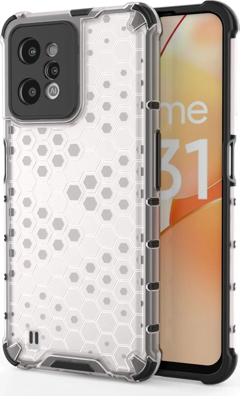 Mbështjellës Hurtel Honeycomb për Realme C31, Transparent - 1