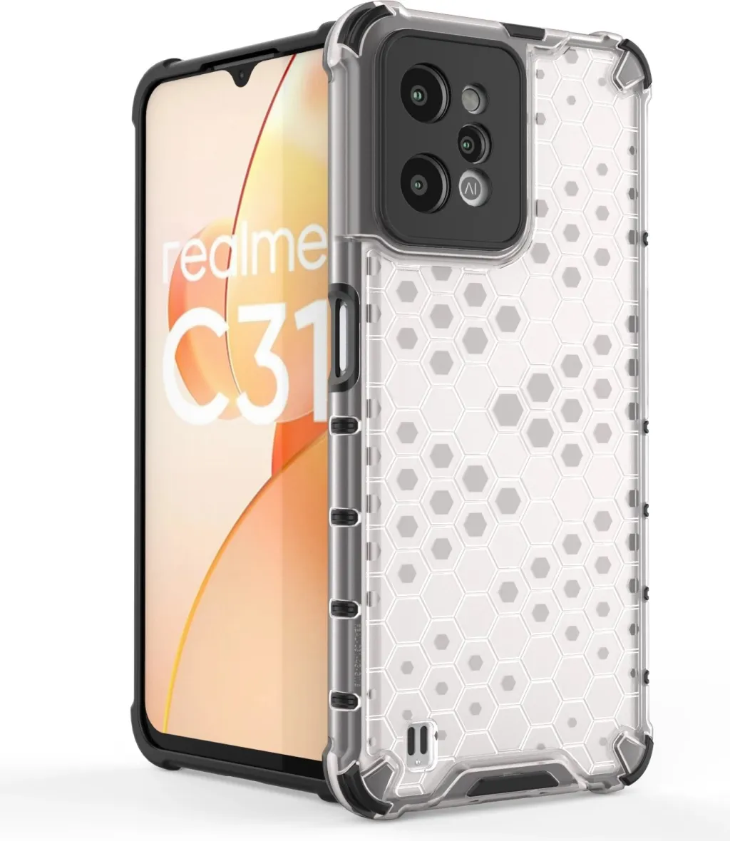 Mbështjellës Hurtel Honeycomb për Realme C31, Transparent - 2
