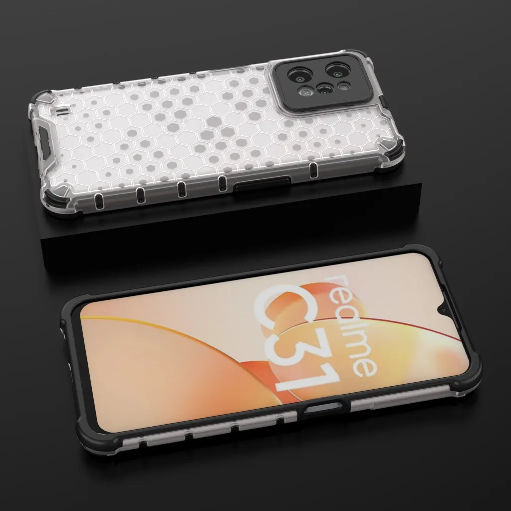 Mbështjellës Hurtel Honeycomb për Realme C31, Transparent - 19