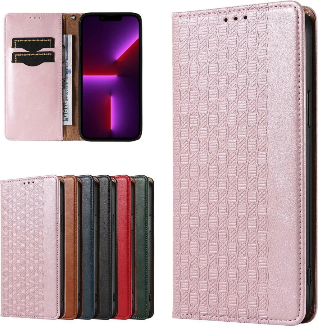 Mbështjellës Hurtel Magnet Strap Case për iPhone 14, flip wallet me rrip dore, rozë - 2