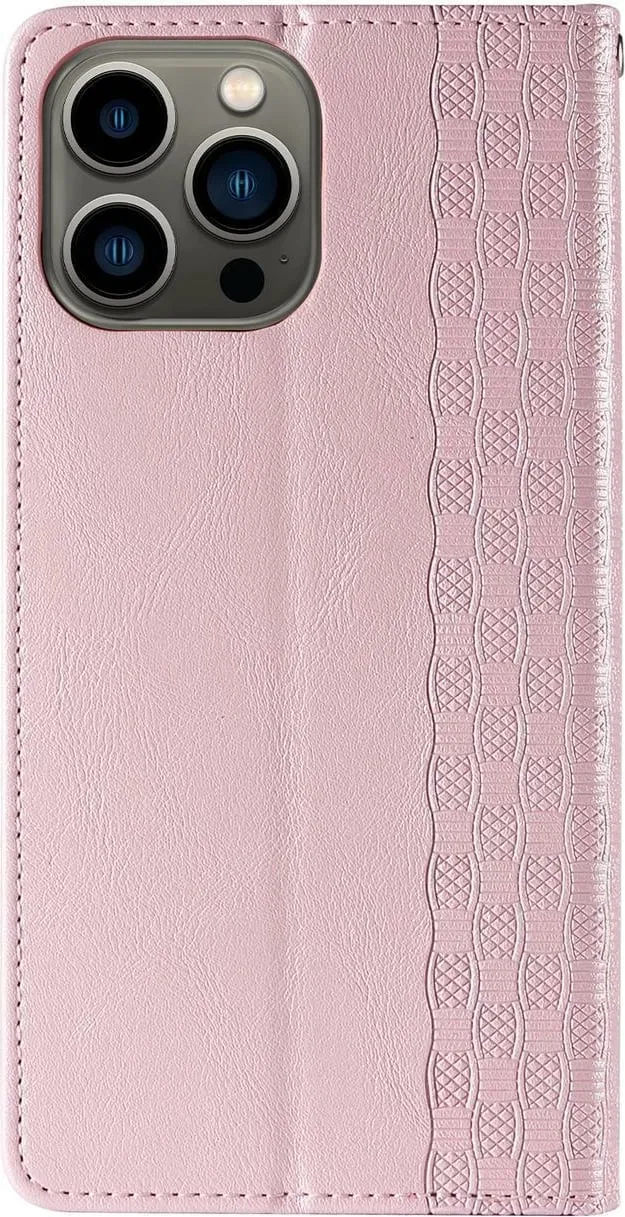 Mbështjellës Hurtel Magnet Strap Case për iPhone 14, flip wallet me rrip dore, rozë - 6