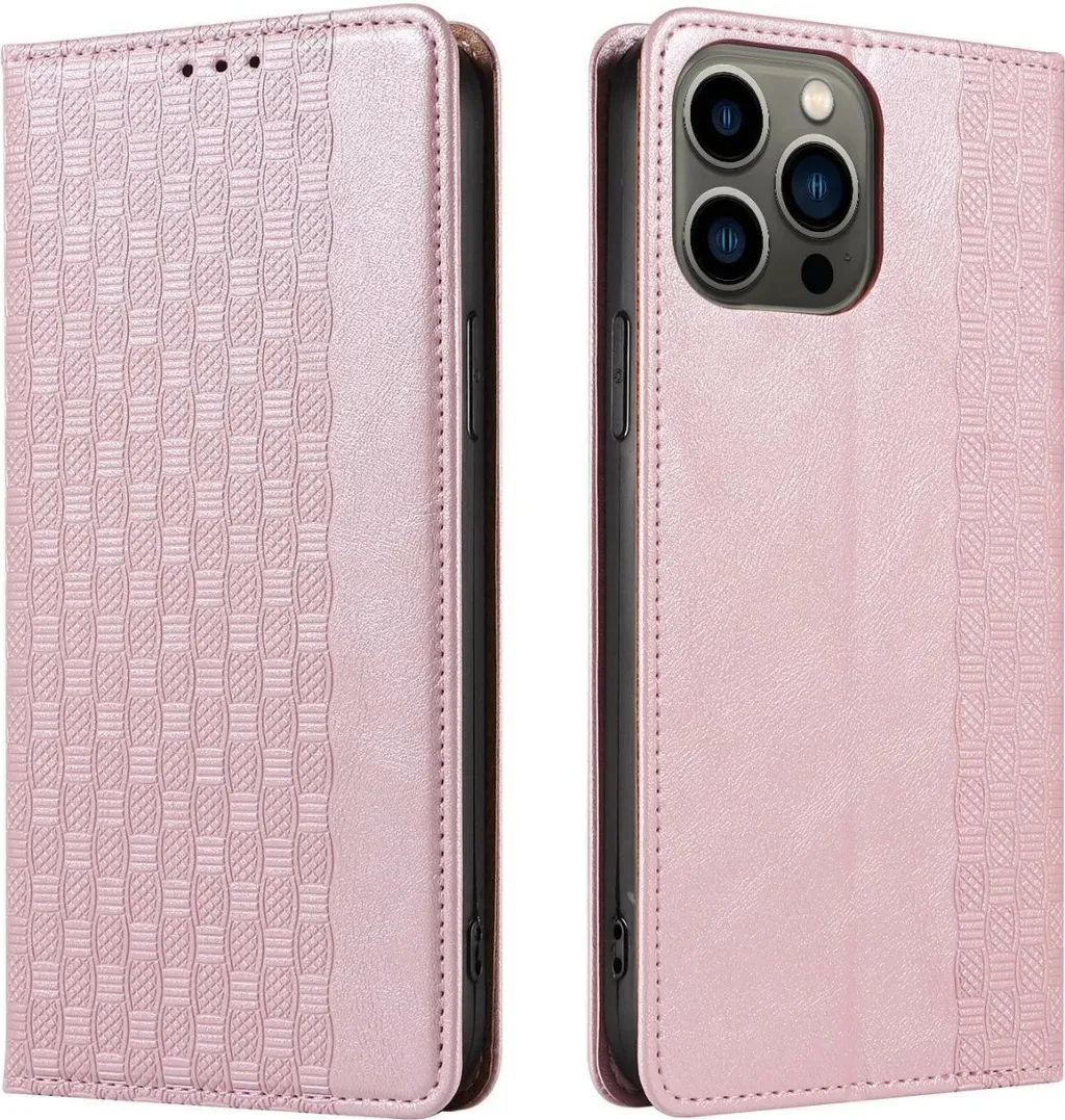 Mbështjellës Hurtel Magnet Strap Case për iPhone 14, flip wallet me rrip dore, rozë - 7
