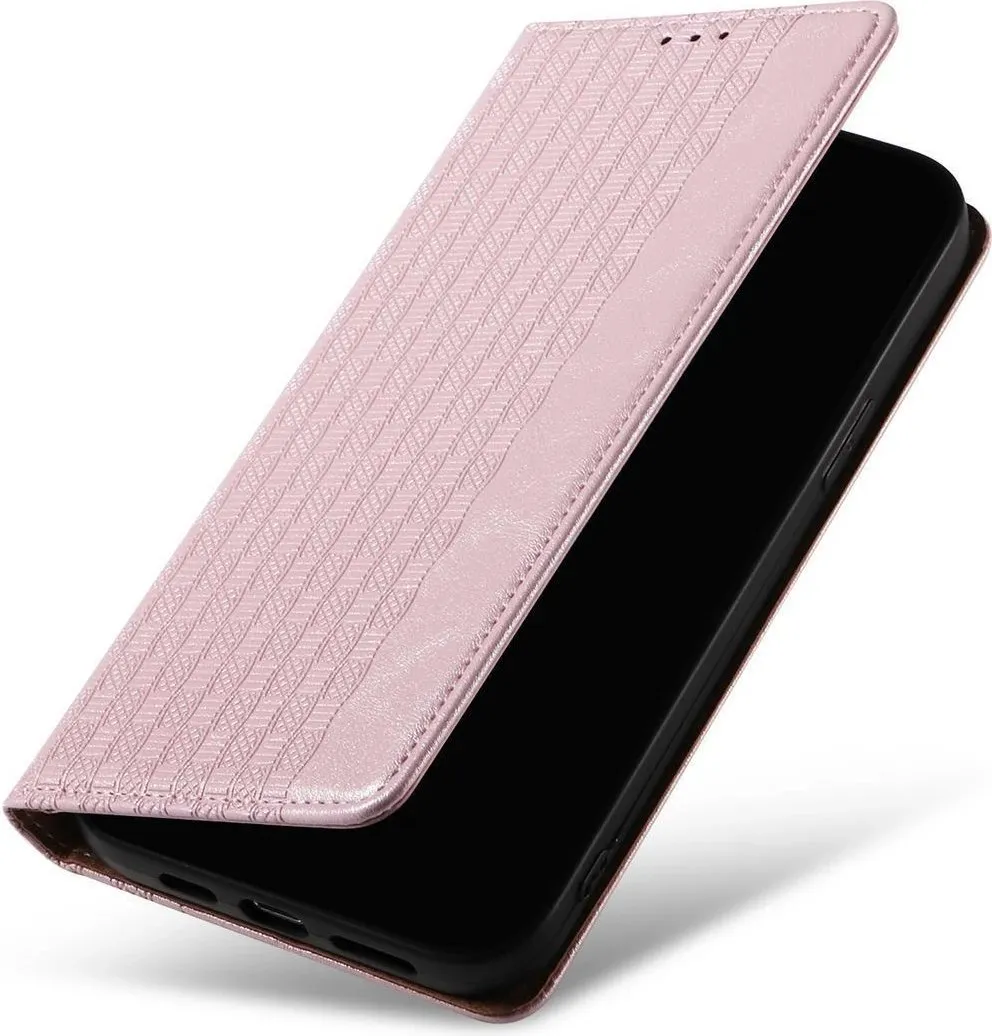 Mbështjellës Hurtel Magnet Strap Case për iPhone 14, flip wallet me rrip dore, rozë - 8