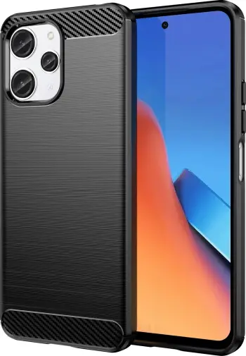 Mbështjellës Hurtel Carbon Case për Xiaomi Redmi 12, i zi