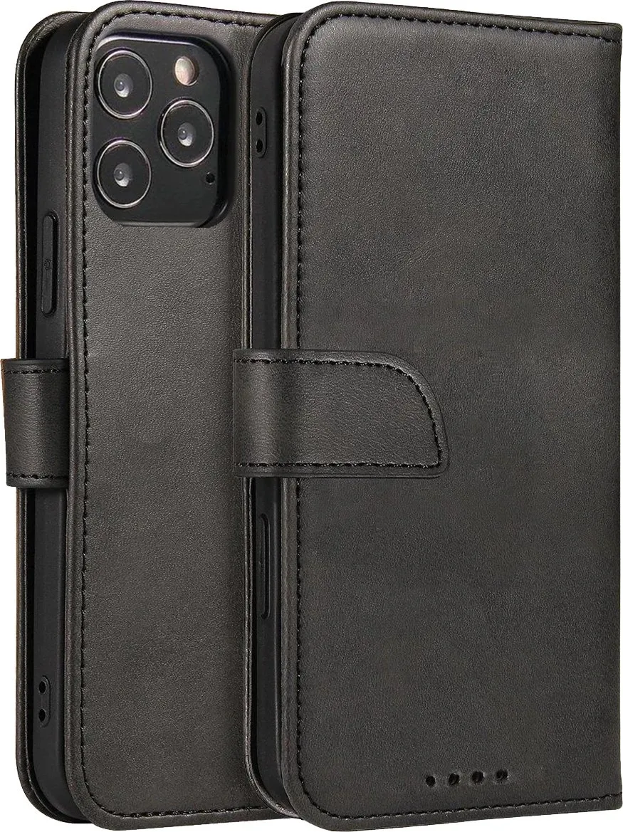 Mbulesë magnetike Hurtel për Motorola Moto E32, tip book case me qëndrim, e zezë - 1