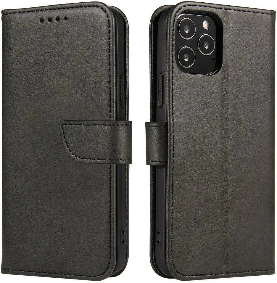 Mbulesë magnetike Hurtel për Motorola Moto E32, tip book case me qëndrim, e zezë - 2