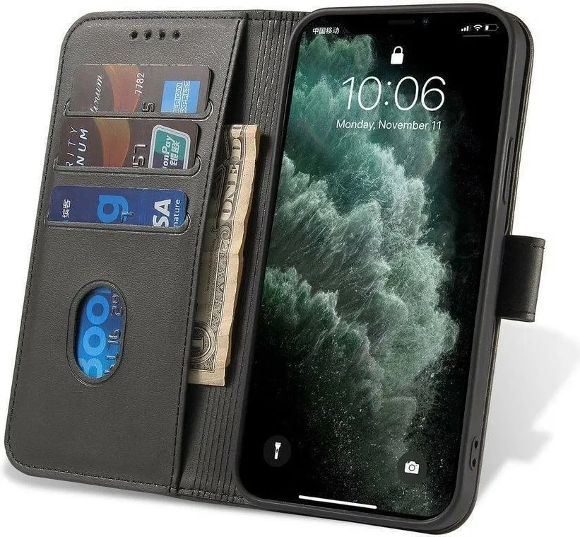 Mbulesë magnetike Hurtel për Motorola Moto E32, tip book case me qëndrim, e zezë - 7