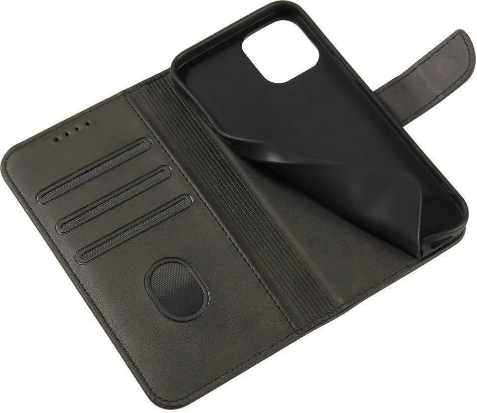Mbulesë magnetike Hurtel për Motorola Moto E32, tip book case me qëndrim, e zezë - 8