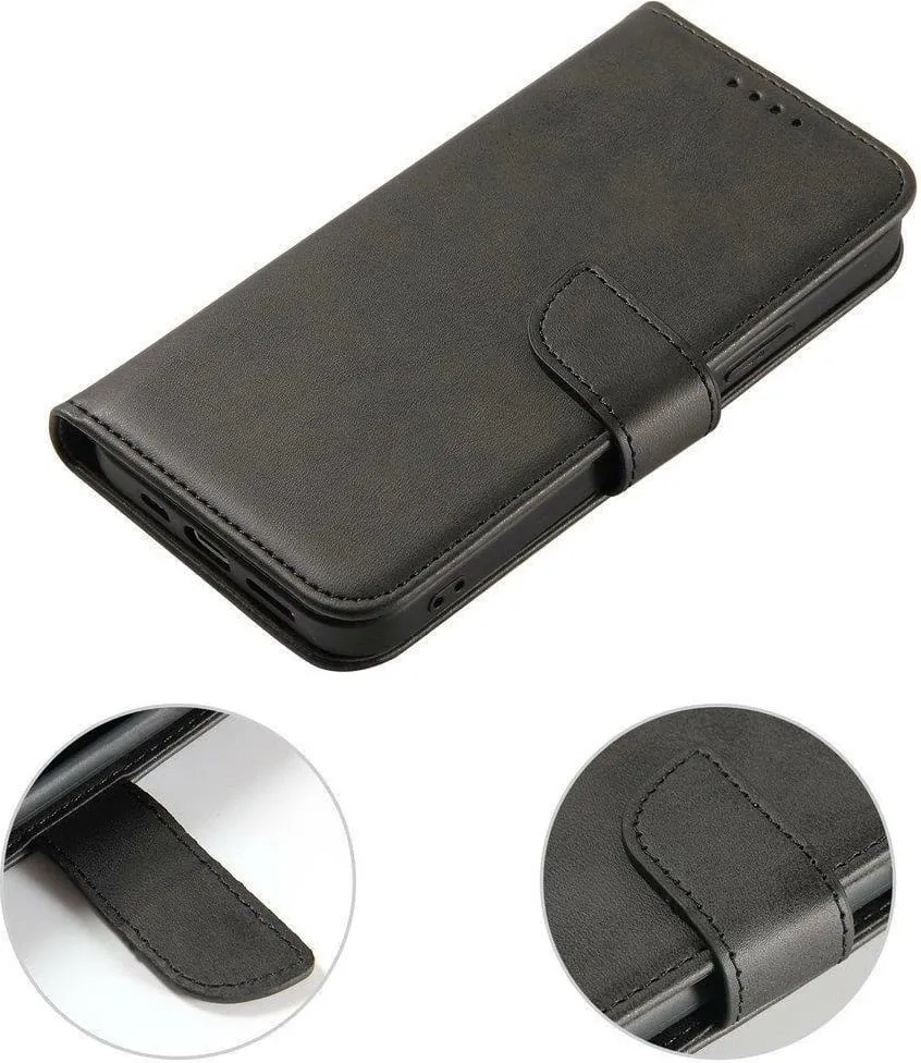 Mbulesë magnetike Hurtel për Motorola Moto E32, tip book case me qëndrim, e zezë - 9