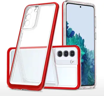 Mbulesë telefoni Hurtel Clear 3in1 për Samsung Galaxy S21 Plus 5G, xhel TPU, kornizë PC, e kuqe