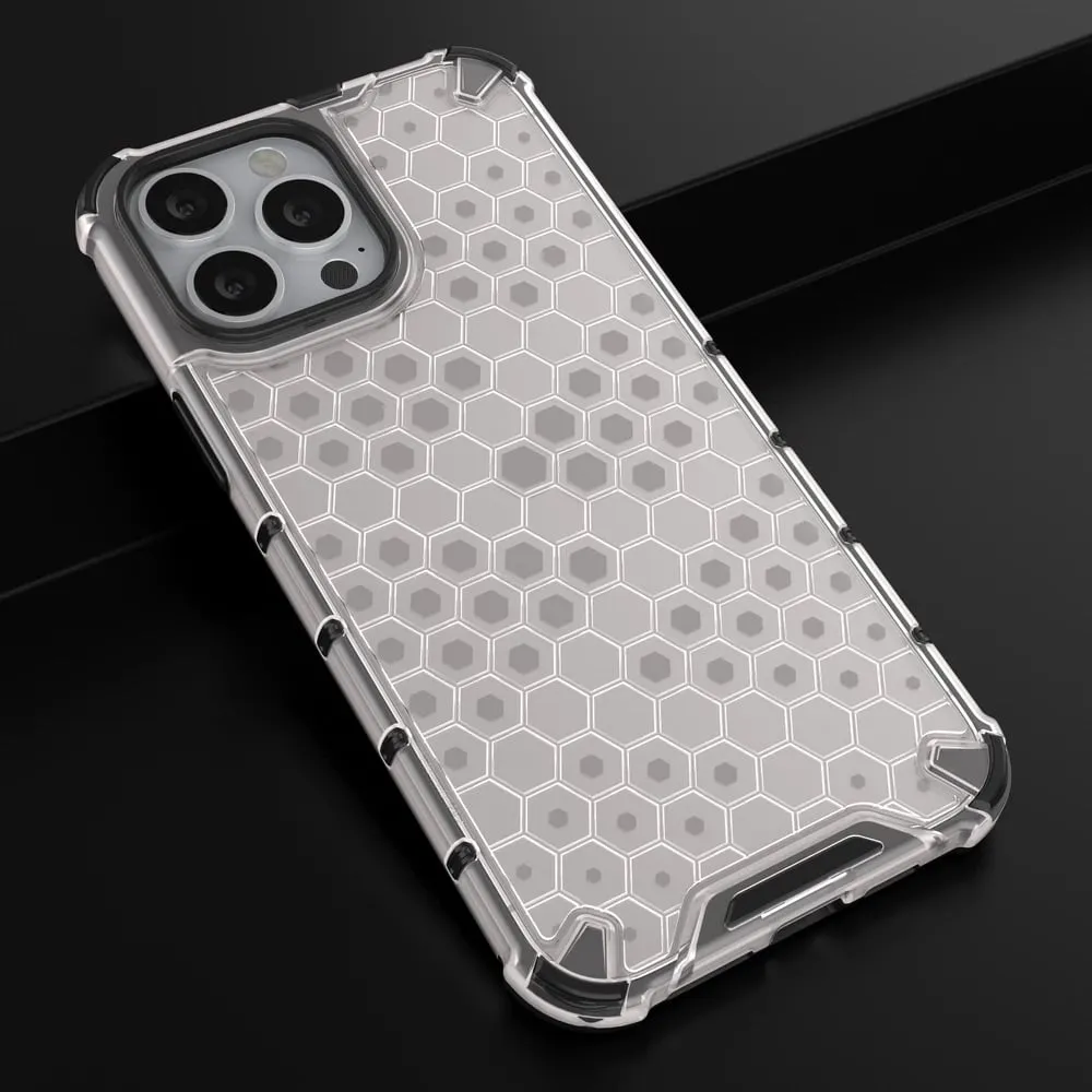 Mbështjellës Hurtel Honeycomb për iPhone 13 Pro Max, transparent - 14