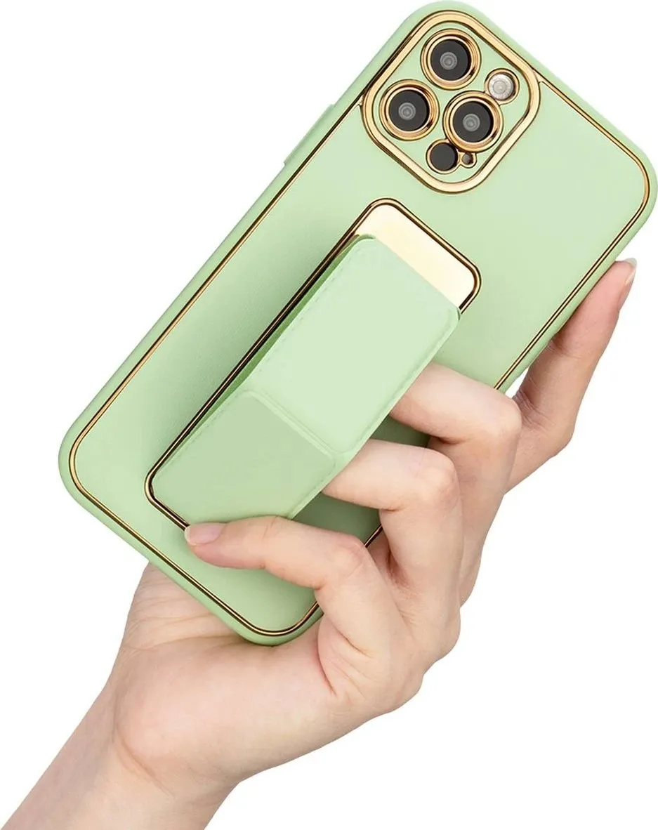 Mbështjellës Hurtel Kickstand Case për iPhone 13 Pro Max, me qëndrim, rozë - 5