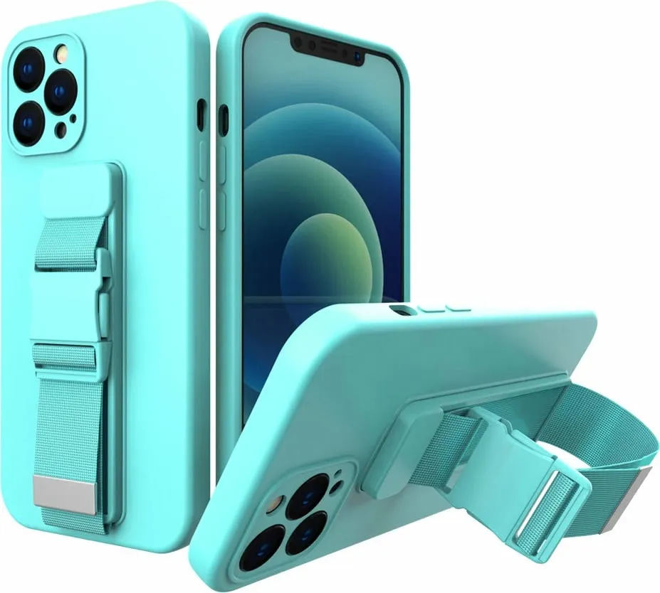 Mbështjellës Hurtel për iPhone 12 mini, me litar, Blu e çelët - 1
