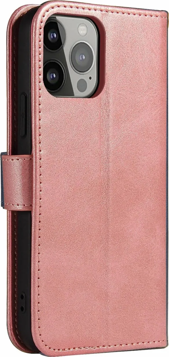 Kapak portofol Hurtel për iPhone 15 Pro Max, Magnet Case, me qëndrim, rozë - 4