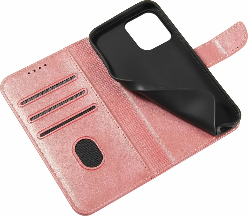 Kapak portofol Hurtel për iPhone 15 Pro Max, Magnet Case, me qëndrim, rozë - 6