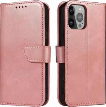Kapak portofol Hurtel për iPhone 15 Pro Max, Magnet Case, me qëndrim, rozë