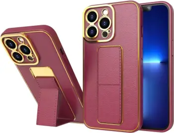 Mbështjellës Hurtel Kickstand Case për iPhone 13 Pro Max, me mbajtëse, Kuq